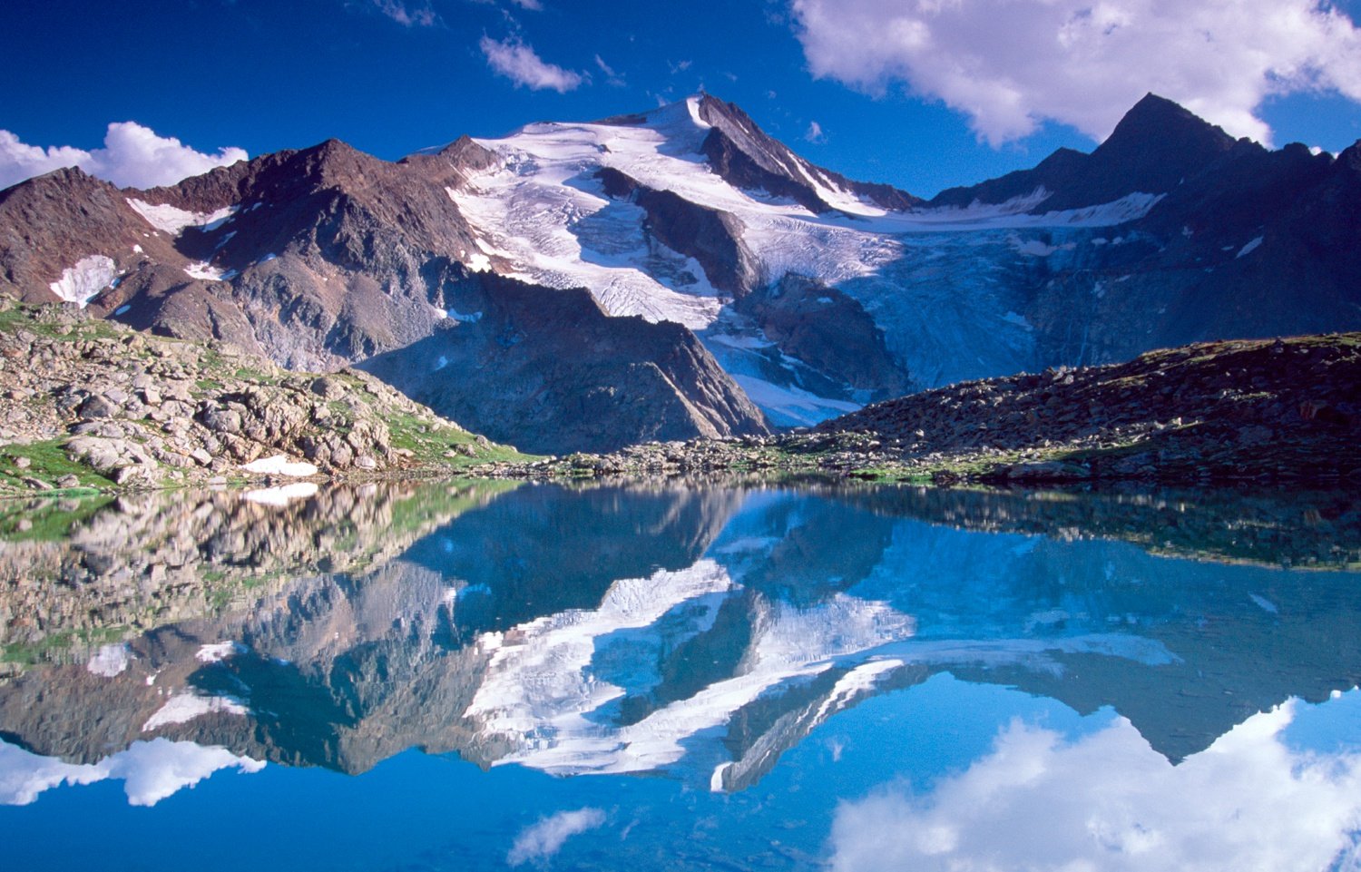 Reflection of the Wilder Freiger, Stubai Hohenweg, Tirol, Austria. Reflection of the Wilder Freiger, Stubai Hohenweg, Tirol, Austria.