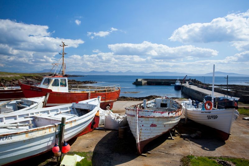 Fishing boats and West Town harbour, Tory Island, Co Donegal, Ireland.