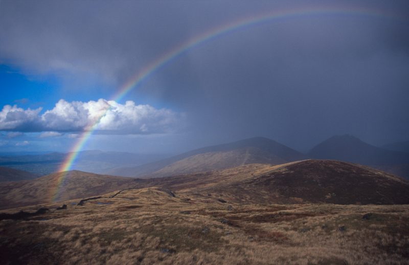 Rainbow across the Mourne Mountains, Slieve Muck, Co Down, Northern Ireland.