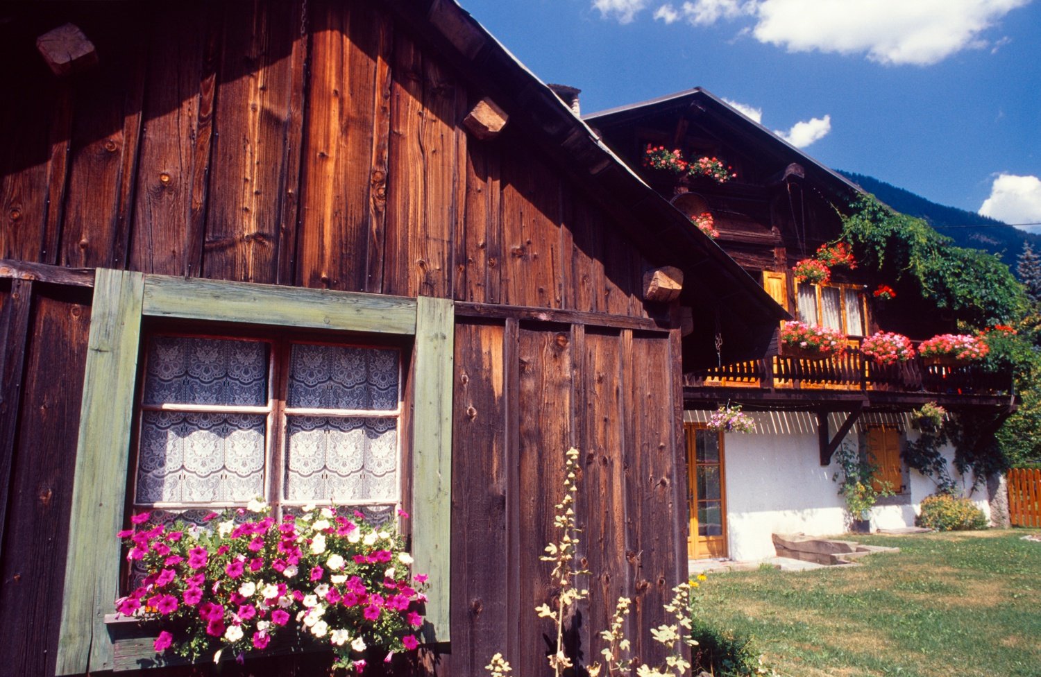 Traditional alpine chalets, Les Praz de Chamonix, French Alps, France. Traditional alpine chalets, Les Praz de Chamonix, French Alps, France.