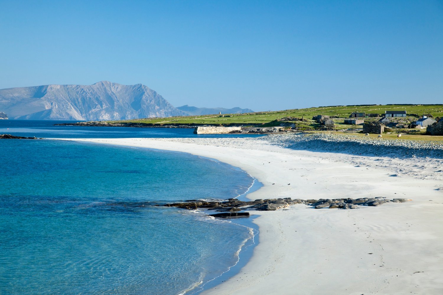 Pristine white sand beach on Inishkea South Island, County Mayo, Ireland. Pristine white sand beach on Inishkea South Island, County Mayo, Ireland.