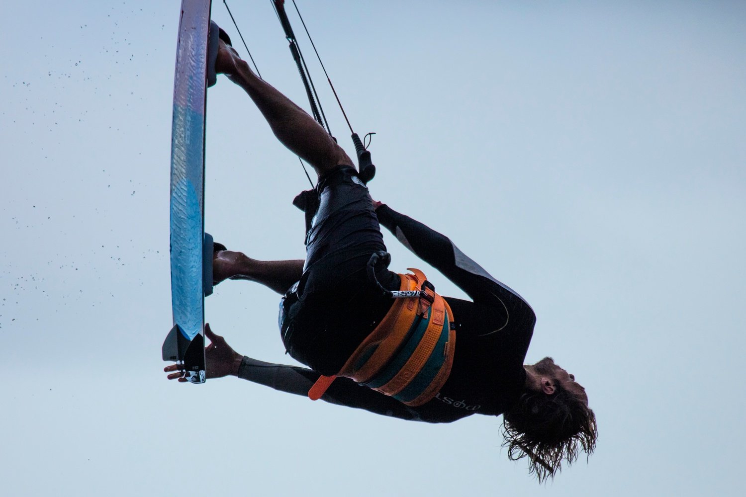 Kitesurfer Francois Colussi launching an aerial, Achill Island, County Mayo, Ireland. Kitesurfer Francois Colussi launching an aerial, Achill Island, County Mayo, Ireland.
