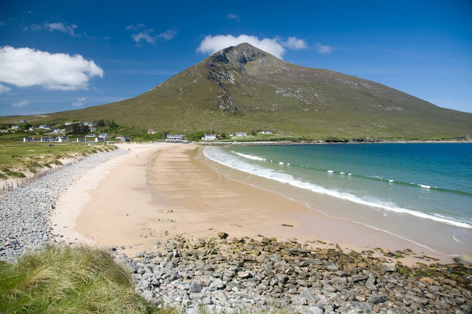 Doogort Strand and Slievemore, Achill Island, Co Mayo, Ireland. Doogort Strand and Slievemore, Achill Island, Co Mayo, Ireland.