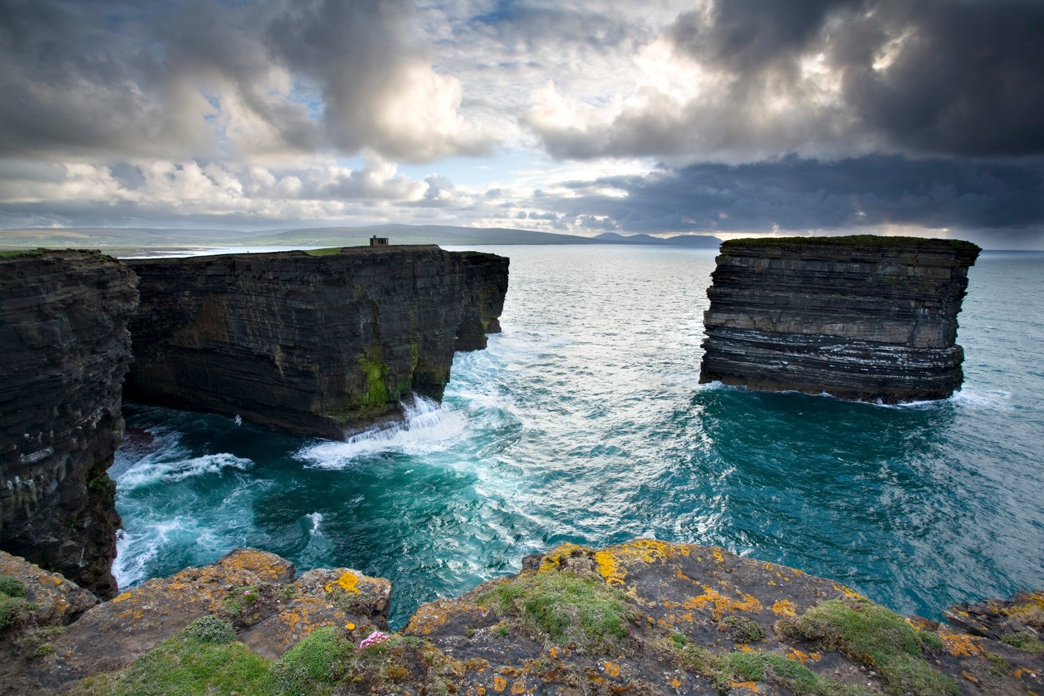 Cliffs and seastacks at Downpatrick Head, Co Mayo, Ireland. Cliffs and seastacks at Downpatrick Head, Co Mayo, Ireland.