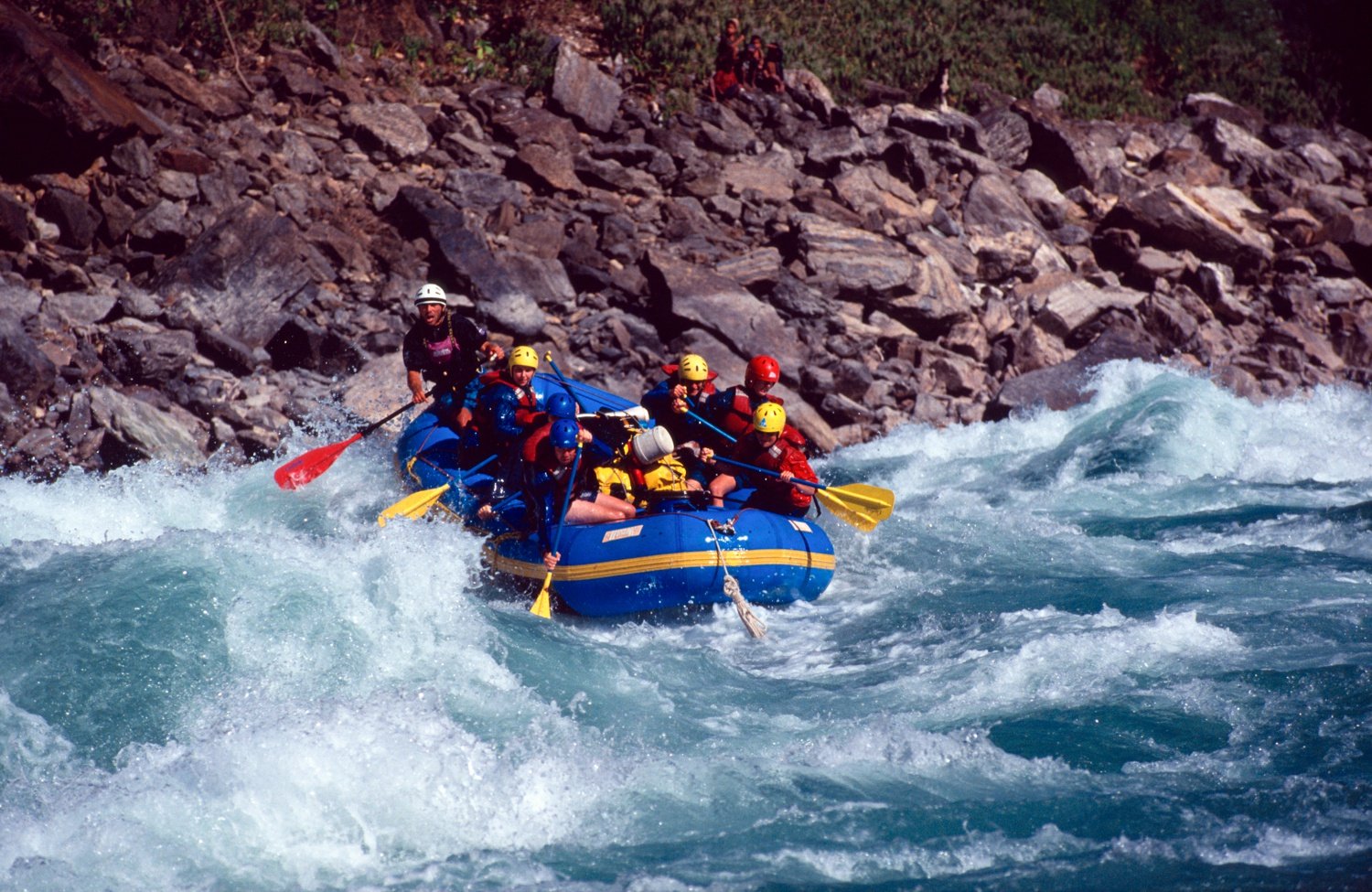 Rafters on Jailhouse Rock rapid (grade 5), Karnalli River, Western Nepal. Rafters on Jailhouse Rock rapid (grade 5), Karnalli River, Western Nepal.