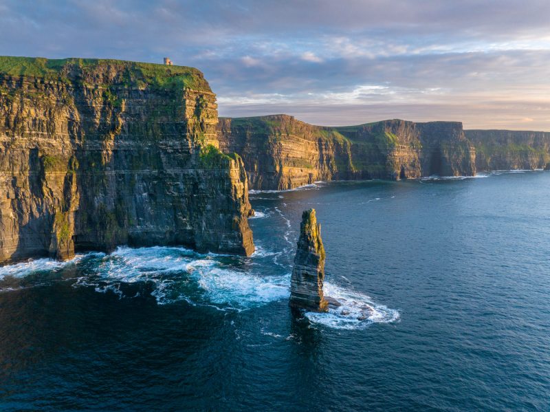 Aerial view of the Cliffs of Moher, County Clare, Ireland.