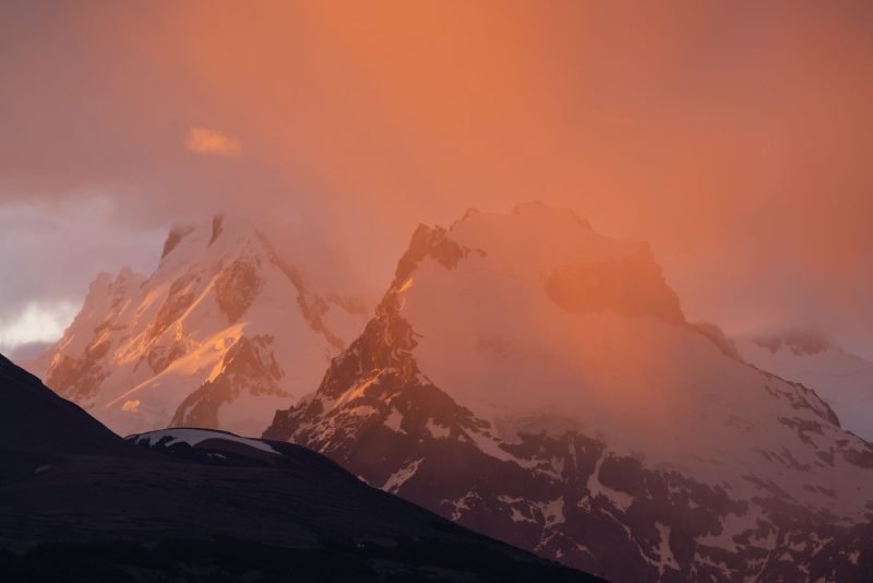 Sunset light on peaks of Los Glaciares National Park, Patagonia, Argentina
