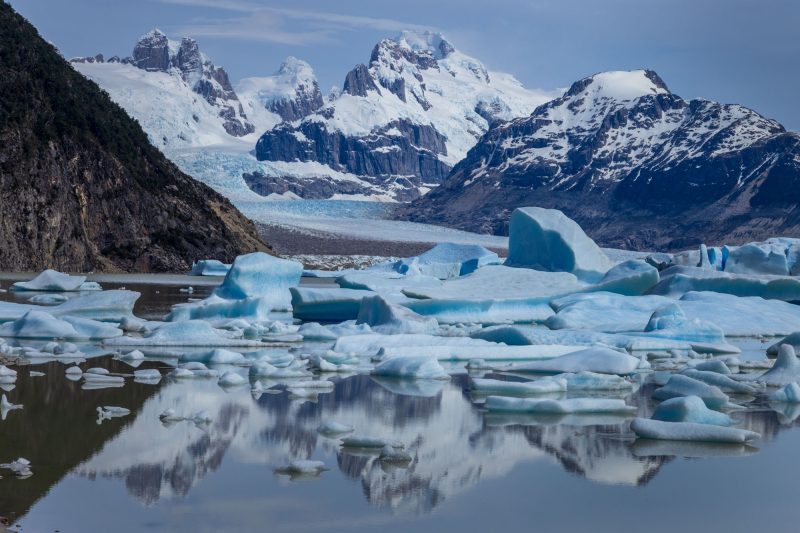 Icebergs in Lago Nef, Northern Patagonian Icefield, Laguna San Rafael National Park, Patagonia, Chile.