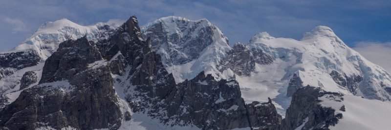 Summits of the Cordon Aysen, Northern Patagonian Icefield, Laguna San Rafael National Park, Patagonia, Chile.