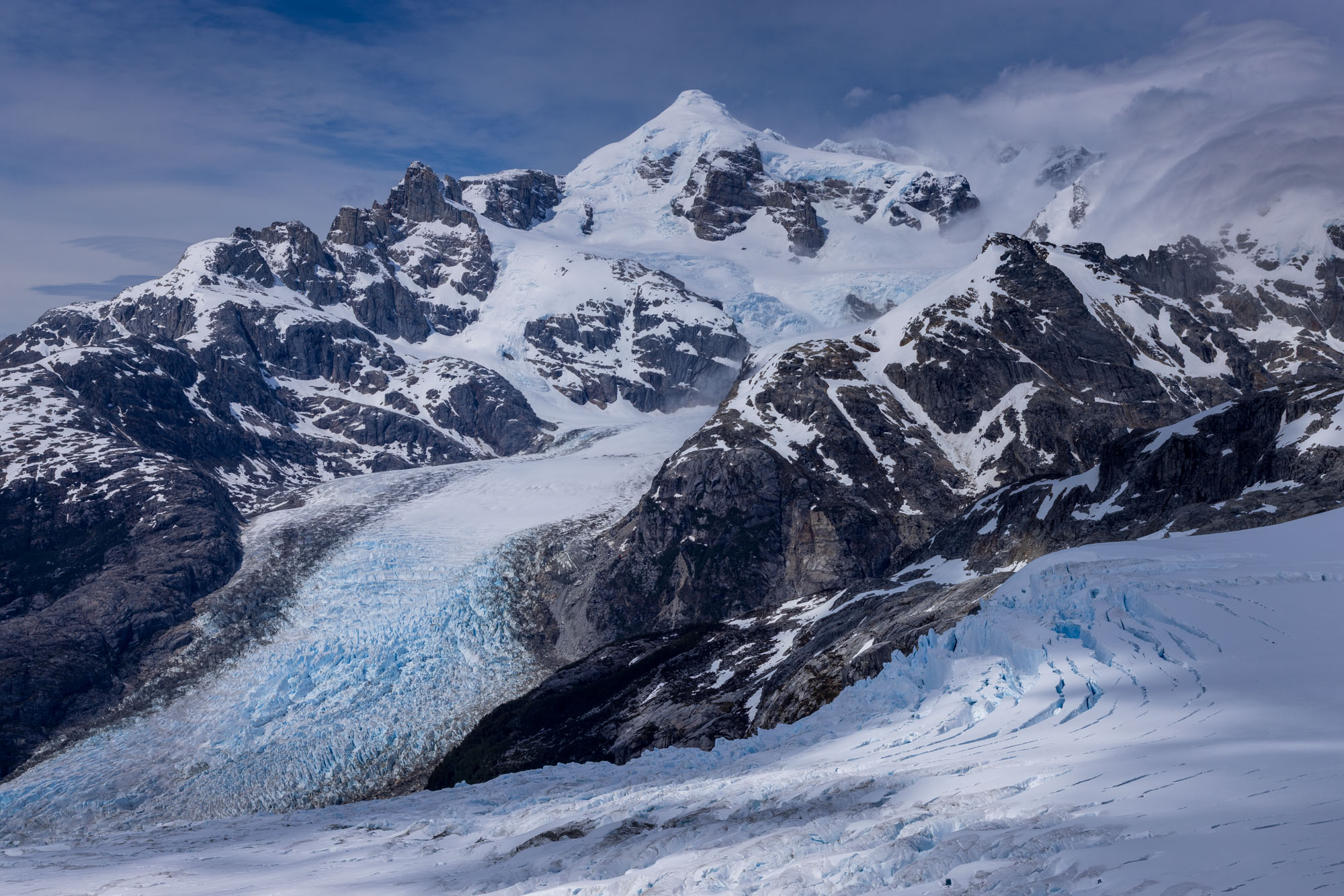Cerro Hyades and the north and south arms of the Leones Glacier, Laguna San Rafael National Park, Patagonia, Chile. Cerro Hyades and the north and south arms of the Leones Glacier, Laguna San Rafael National Park, Patagonia, Chile.