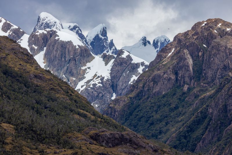 Peaks of the Cordillera Sarmiento, Patagonian Fjords, Chile.