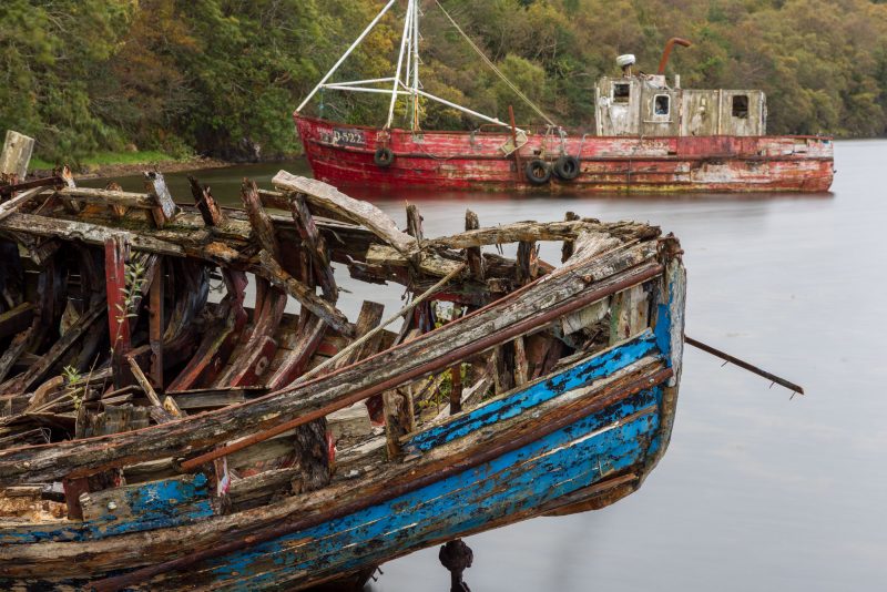 Old fishing boats, Mulroy Bay, County Donegal, Ireland.