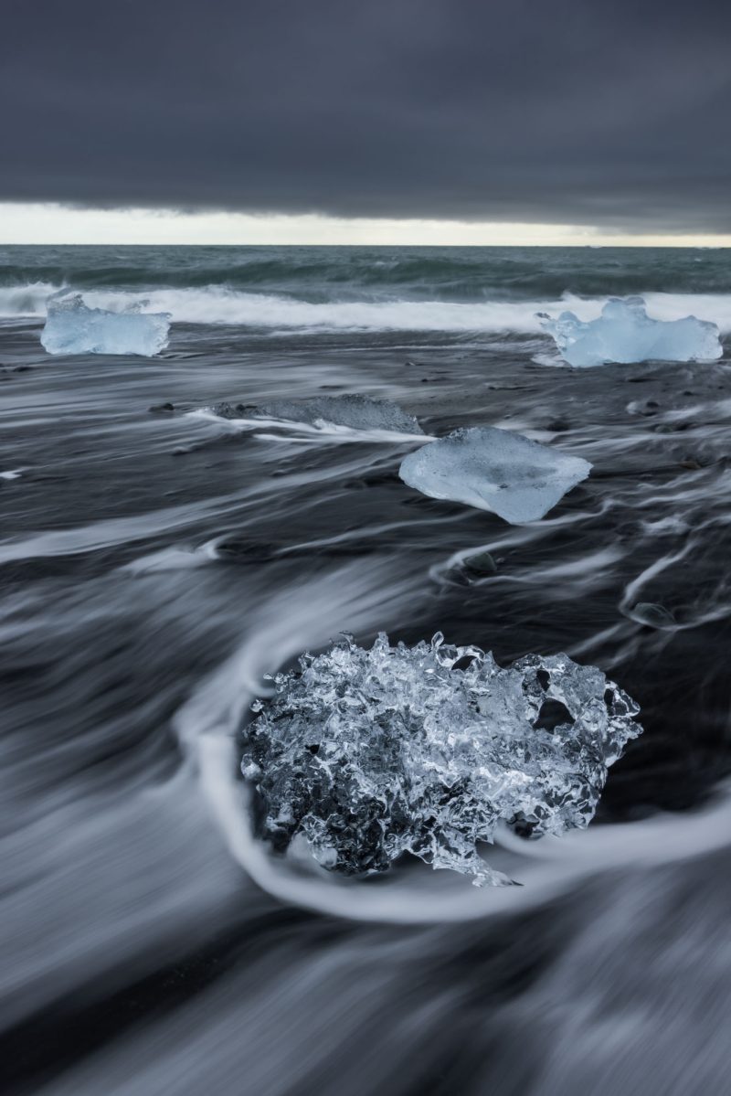 Icebergs on Diamond Beach, south coast, Iceland.