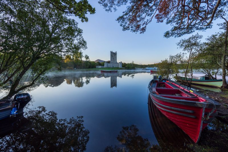 Boats at Ross Castle, Killarney, Ireland.